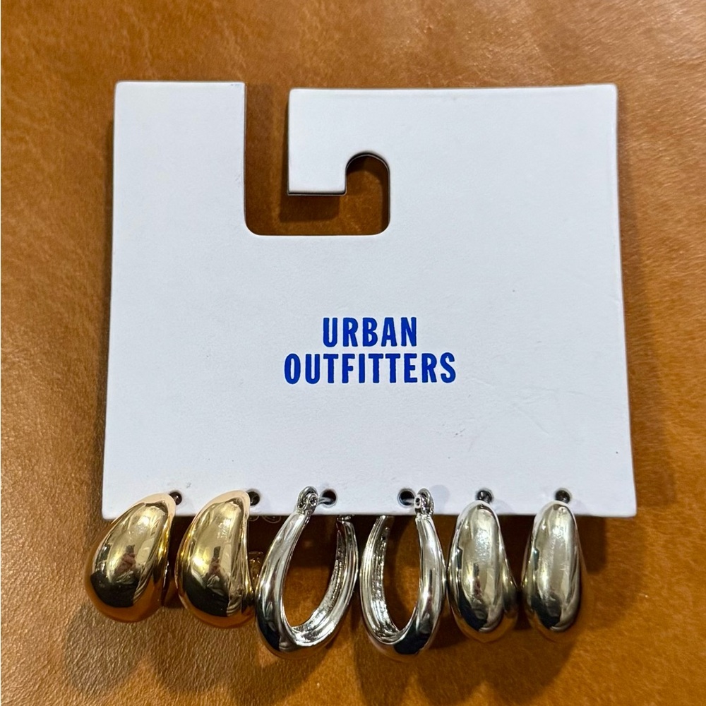 Urban Outfitters Mixed Metal Hoop Earrings (Set of 3)